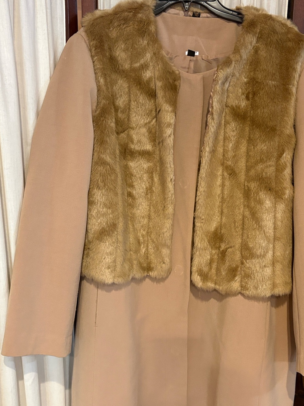 Chico's Faux-Fur Trim Coat Brown Size 1X